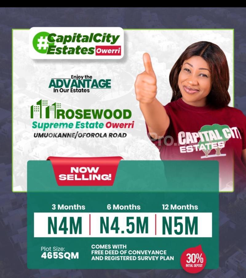 Land for sale Umuokanne/oforola/rosewood Supreme Estate Owerri Imo