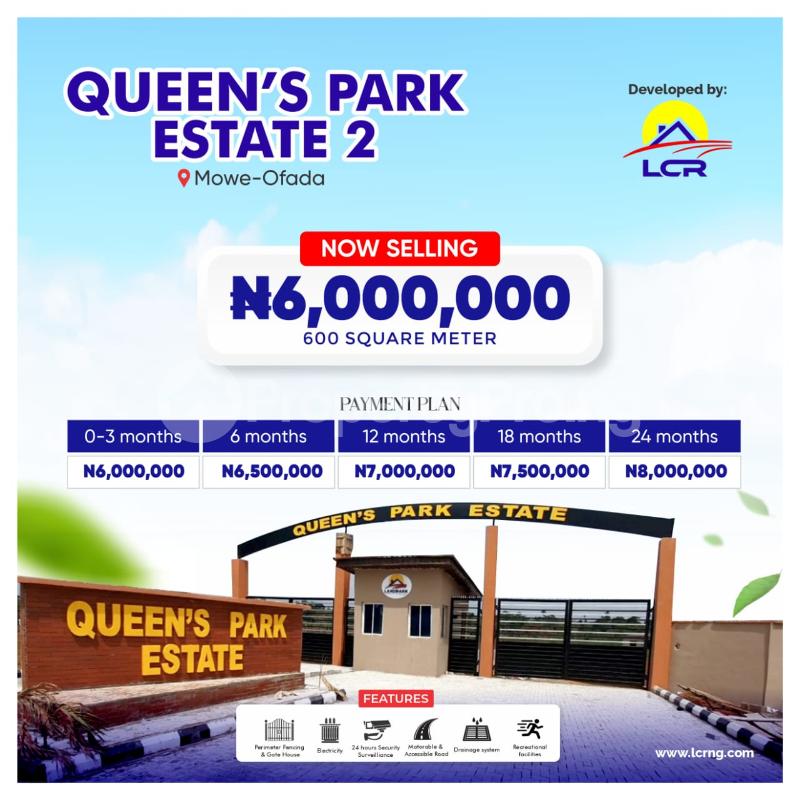 Land for sale Mowe/ofada / Queens Park Estate/ By Sagamu Interchange Mowe Obafemi Owode Ogun