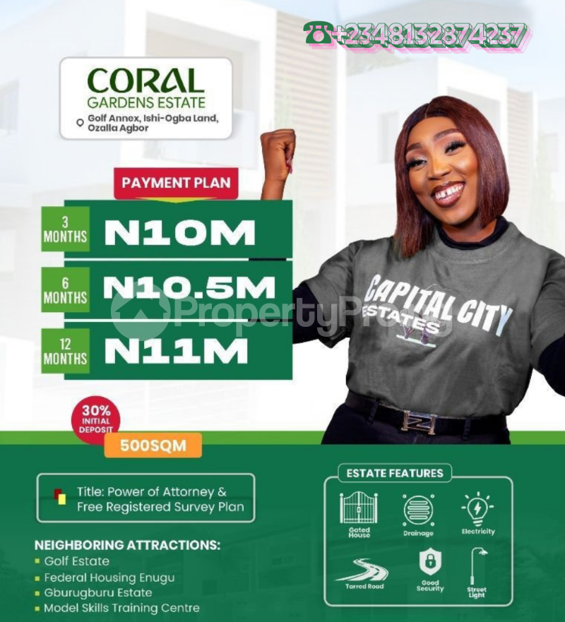 Land for sale Golf Annex/ Coral Garden Estate ) Oshi Ogba Land Ozallaagbor Enugu Enugu