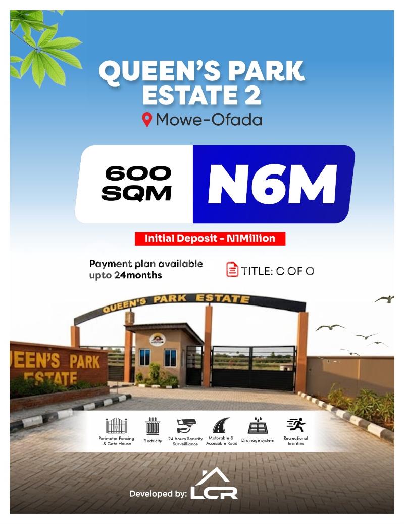 Land for sale Queen’s Park Estate, Mowe Obafemi Owode Ogun