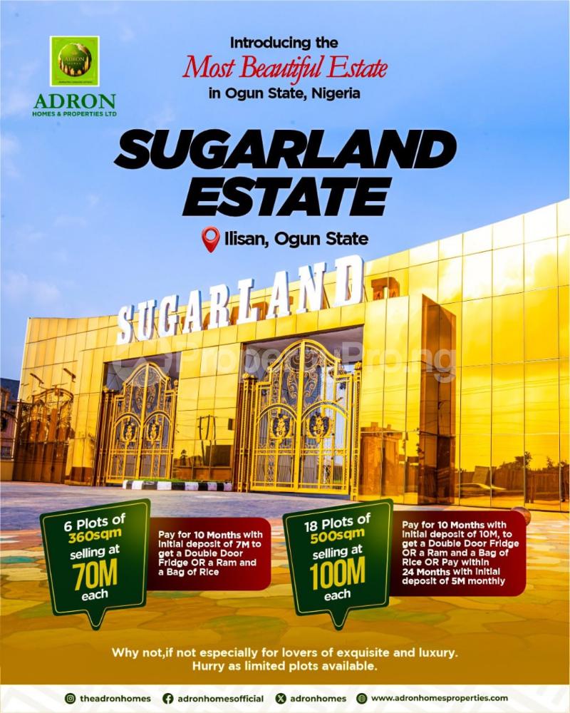 Land for sale Sugarland Estate, Remo North Ogun