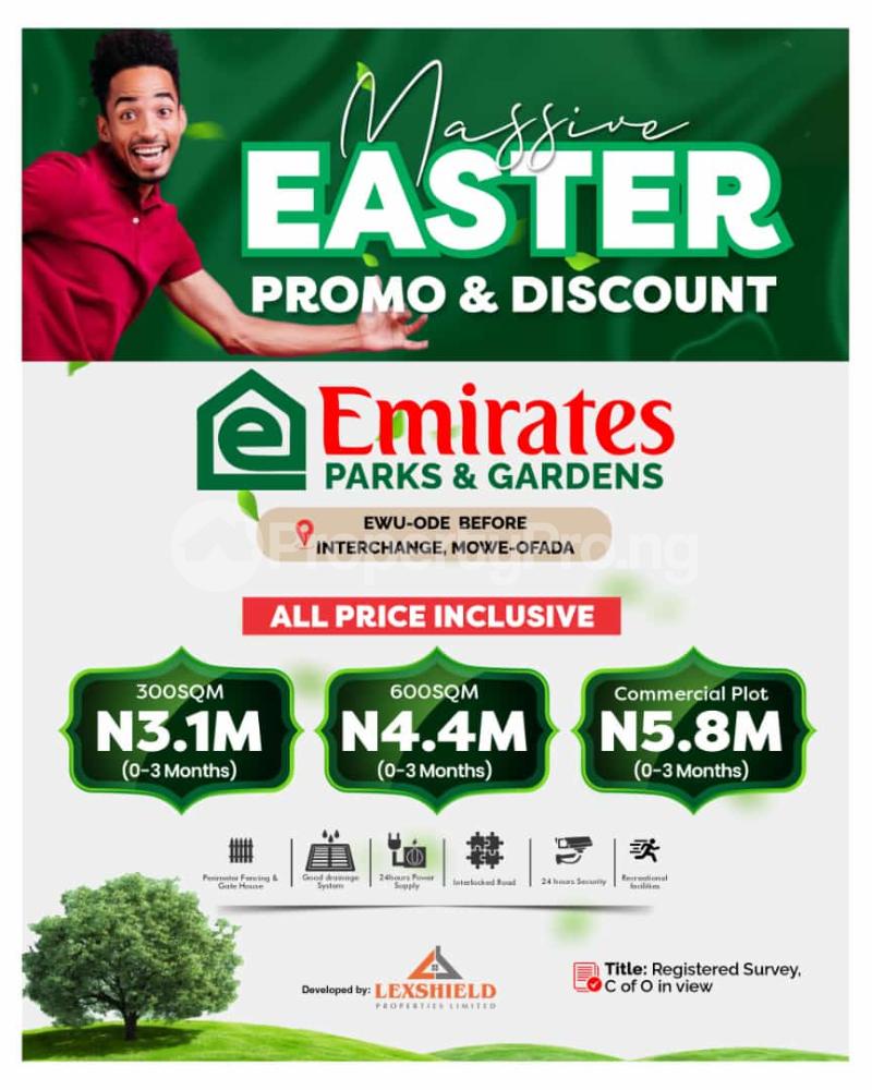 Land for sale Ewu Ode/ Emirates Park & Garden Estate/ Before The Interchange Mowe Ofada Axis Mowe Obafemi Owode Ogun - 1