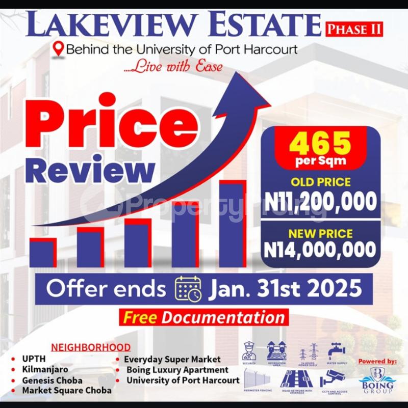 Land for sale Aluu/ Lakeview Estate/ Behind Uniport Port Harcourt Rivers