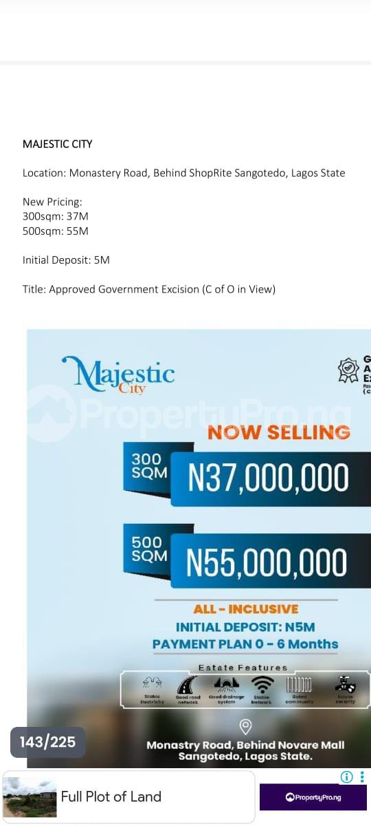 Land for sale Monastery road Sangotedo Lagos