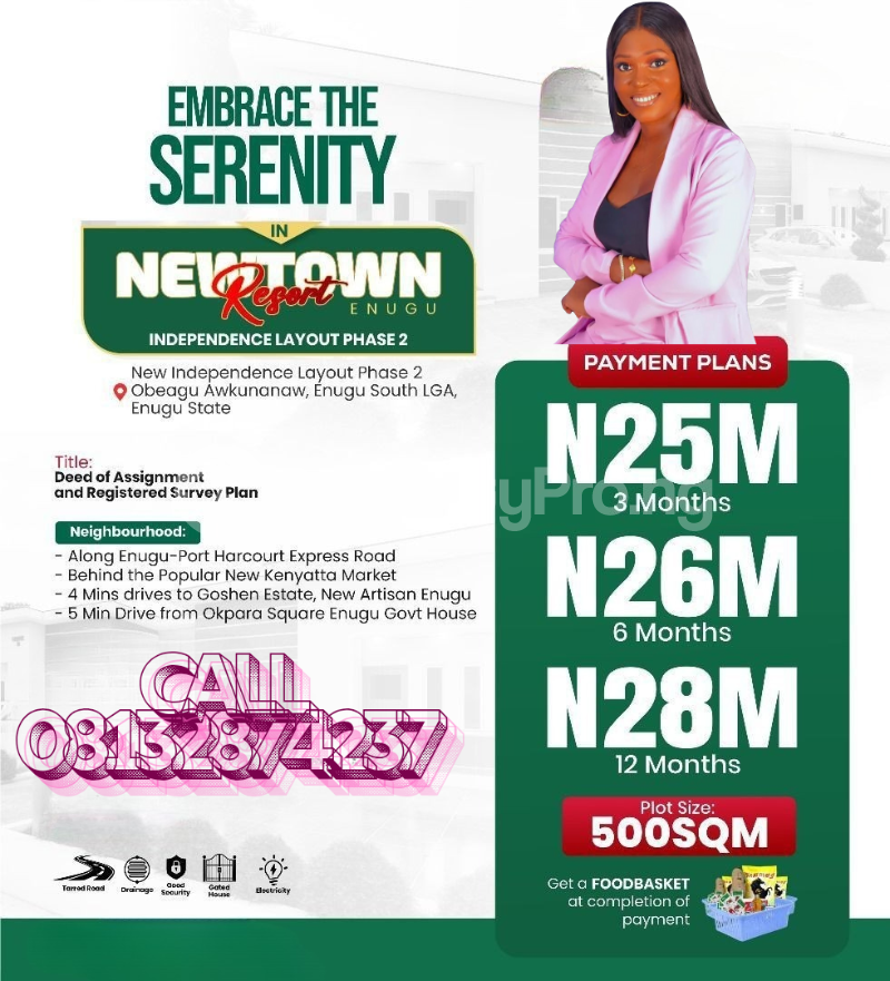 Land for sale Obeagu Awkunanaw/ Newtown Resort Estate/ New Independence Layout Phase 2 Enugu Enugu