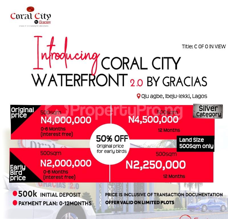 Land for sale Oju Agbe,coral City Waterfront Ibeju-Lekki Lagos