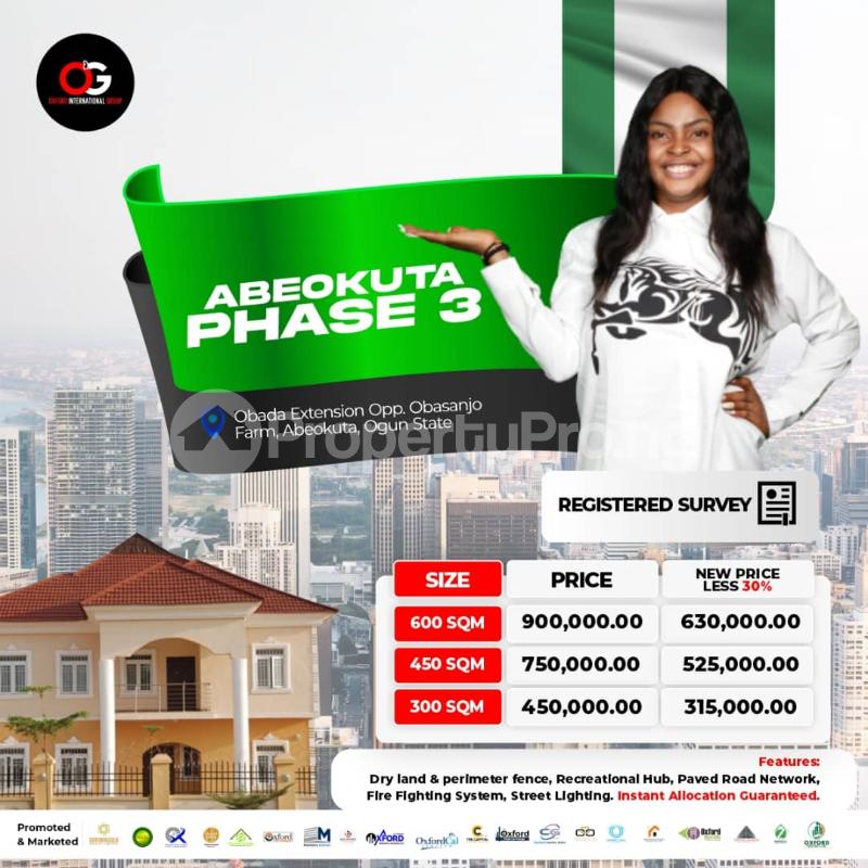 Land for sale Obada Extension, Opposite Obasanjo Farm Abeokuta Ogun