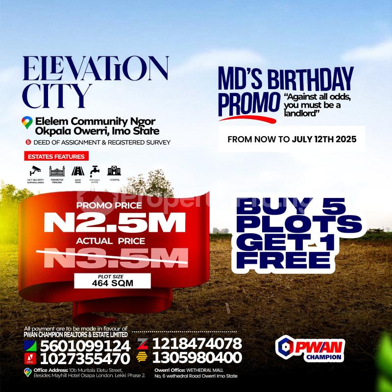 Land for sale Zion Ministry Permanent Site,lmo State Paschal Dozie Farm Emeka Ihedioha Farm Ngor Okpala Lga Headquarters Sam Mbakwe Airport Junction Owerri Imo