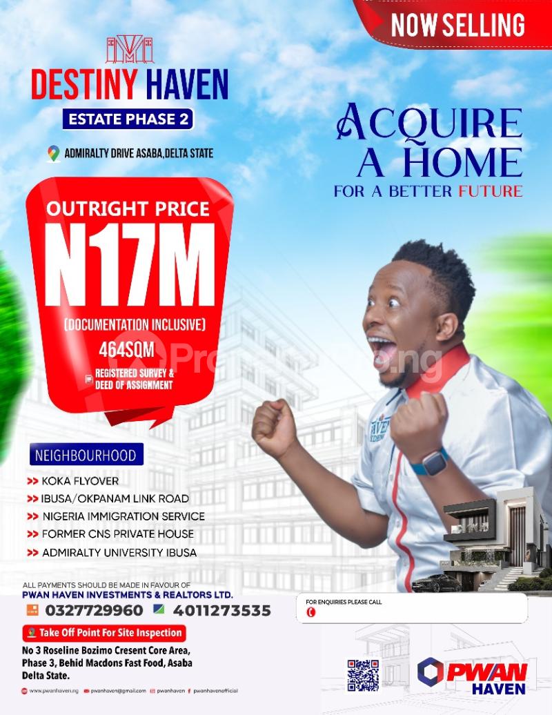 Land for sale ?? Koka Flyover ?? Ibusa Okpanam Link Road ?? Nigeria Immigration Services ?? Former Cns Private House ?? Admiralty University Ibusa Asaba Delta