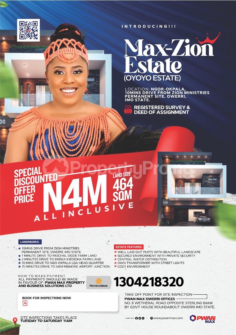 Land for sale Ngor Okpala, 10 Mins Drive From Zion Ministries Permanent Site, Owerri Ngor-Okpala Imo