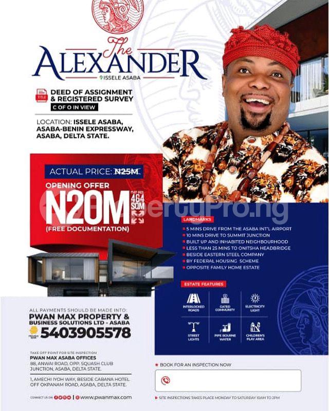 Land for sale Issele Azaba, Asaba Benin Expressway Asaba Delta