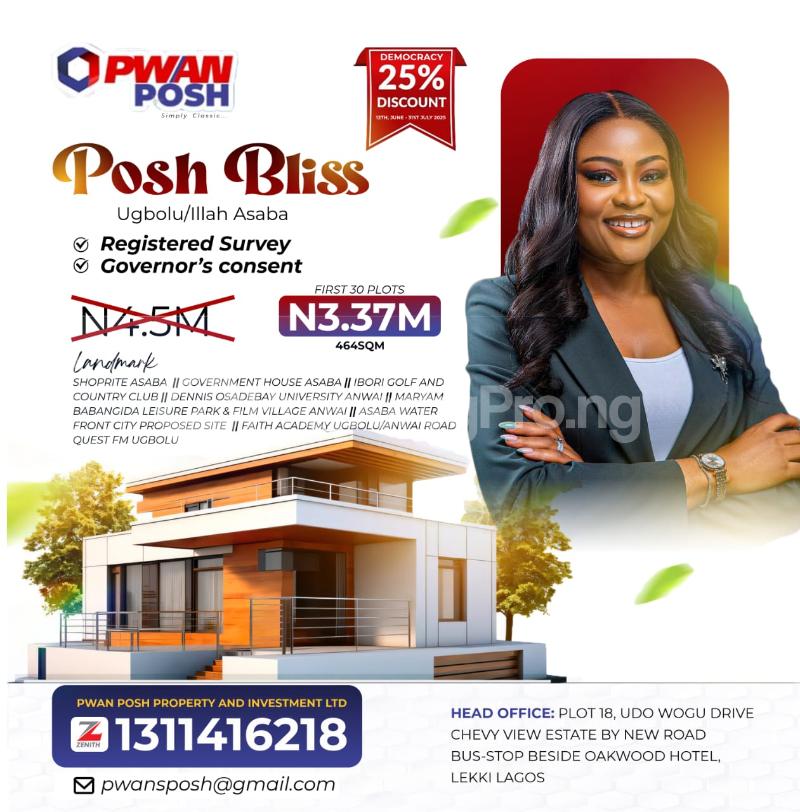 Land for sale Shoprite Asaba. ?? Government House ?? Ibori Golf And Country Club ?? Dennis Osadebe University Anwai ?? 5 Minutes Drive To Maryam Babangida Leisure Park And Film Village Anwai. ?? Faith Academy Ugbolu Asaba Delta
