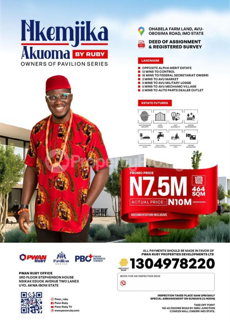 Land for sale Avu Obosima Road Imo State Owerri Imo