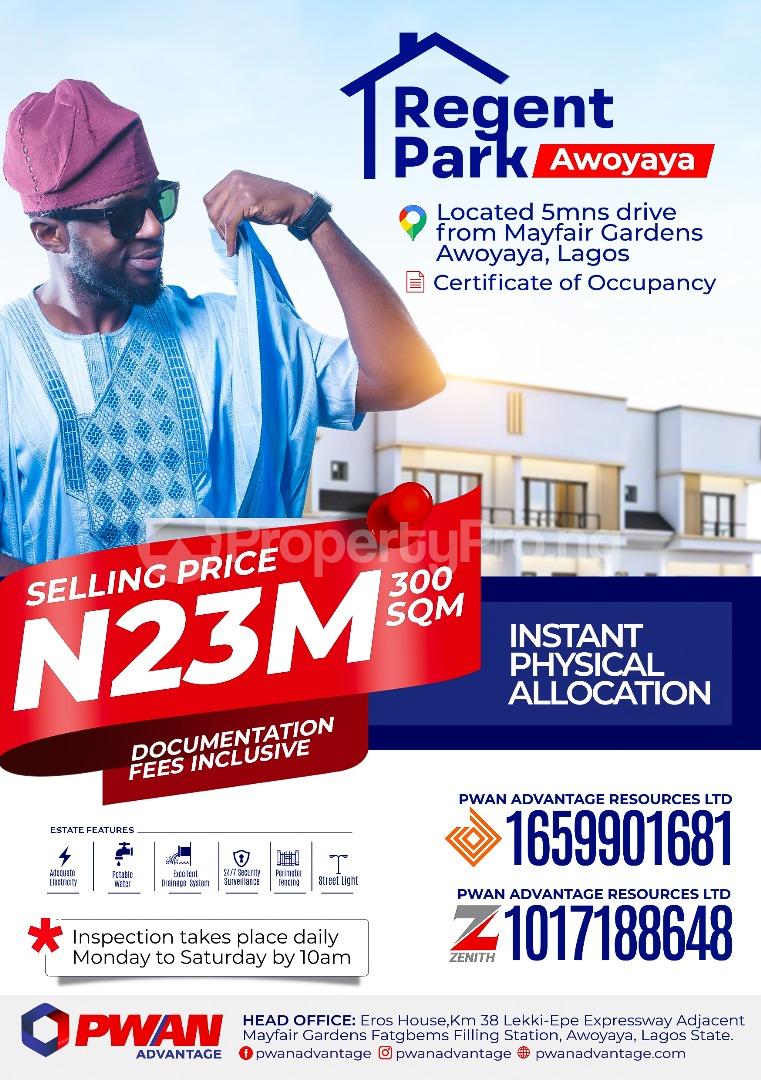 Land for sale Located 5mns Drive From Mayfair Gardens Awoyaya, Epe Lagos