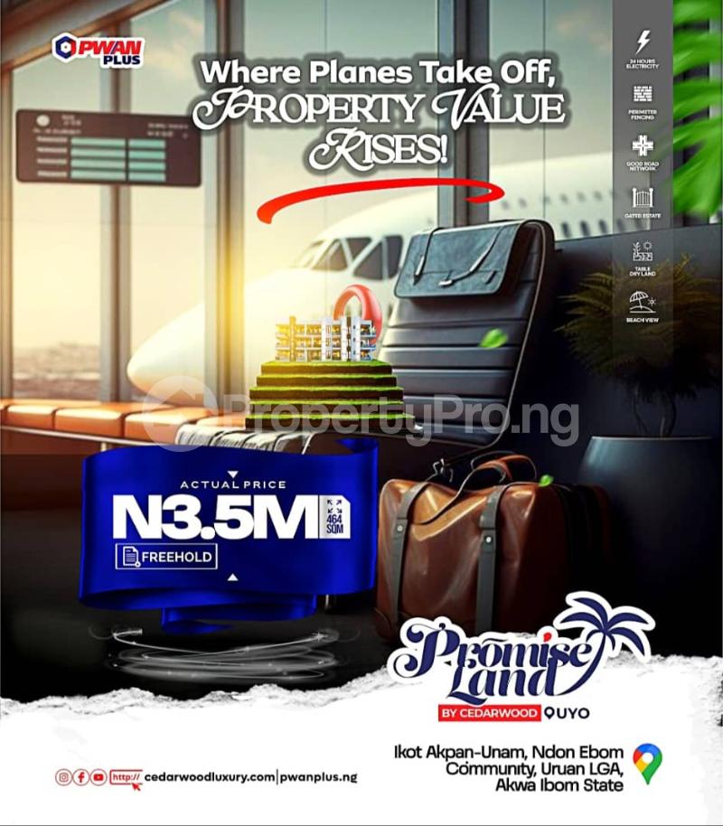 Land for sale 2 Minutes Drive From The Airport, Uyo Akwa Ibom