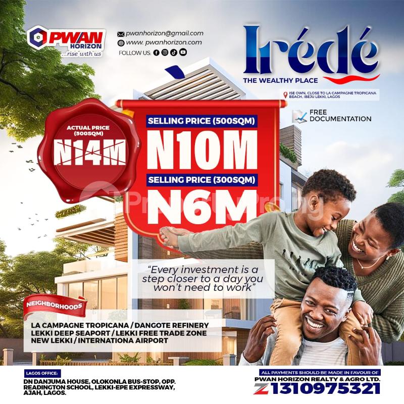 Land for sale La Campagne Tropicana,dangote Refinery ,lekki Deep Seaport Ibeju-Lekki Lagos