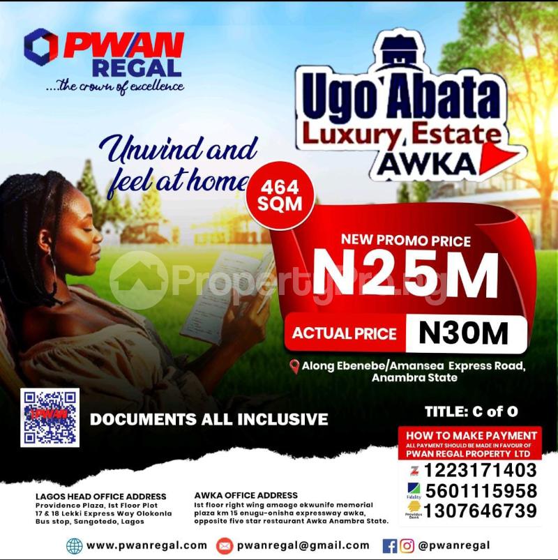 Land for sale Along/ebenebe Amansea Express Road, Awka North Anambra