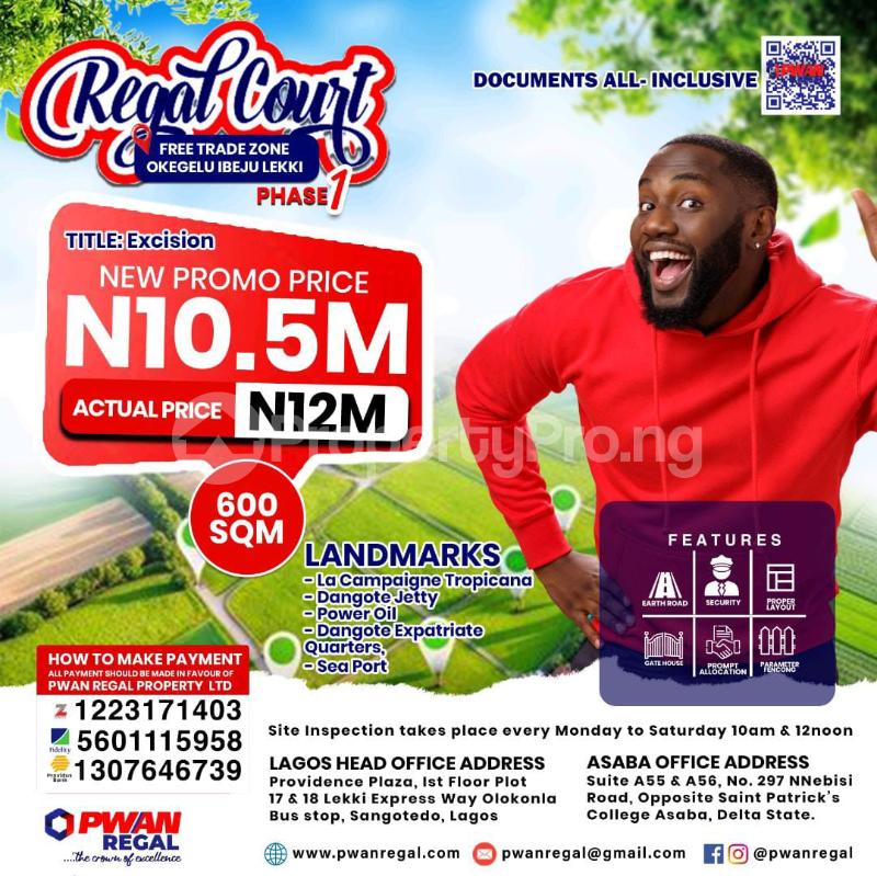 Land for sale ??few Minutes From Dangote Jetty ???few Minutes Before La Campagne Tropicana ??akodo General Hospital ??free Trade Zone ??dangote Fertilizer Plant Etc. Ibeju-Lekki Lagos
