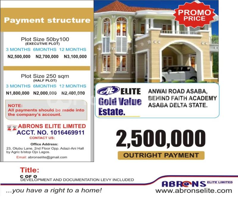 Land for sale Elite Gold Value Estate Anwai Road 2 Minutes Drive To Ugbolu Junction Asaba Asaba Delta