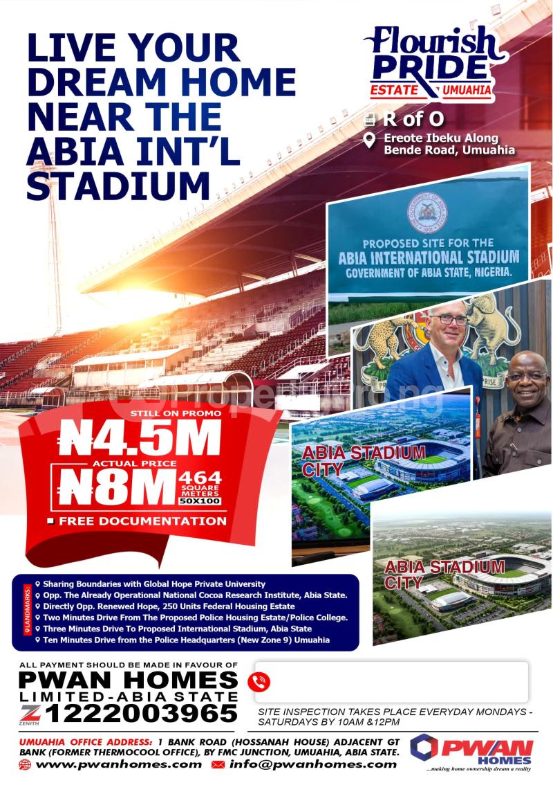 Land for sale Ereote Ibeku, Along Bende Road, Umuahia North Abia