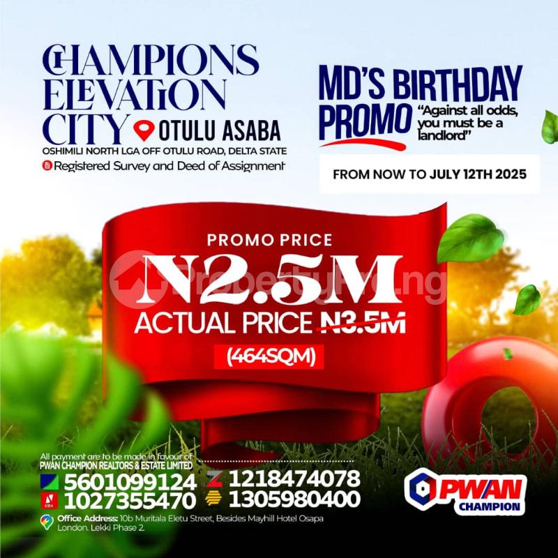 Land for sale Otulu, Asaba Delta
