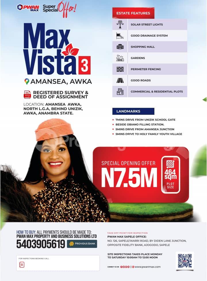 Land for sale ??7 Mins Drive From Unizik School Gate ?? Beside Obiano Filling Station ??5 Mins Drive From Amansea Junction ?? 5 Mins Drive To Holy Family Youth Village Amansea Anambra Anambra