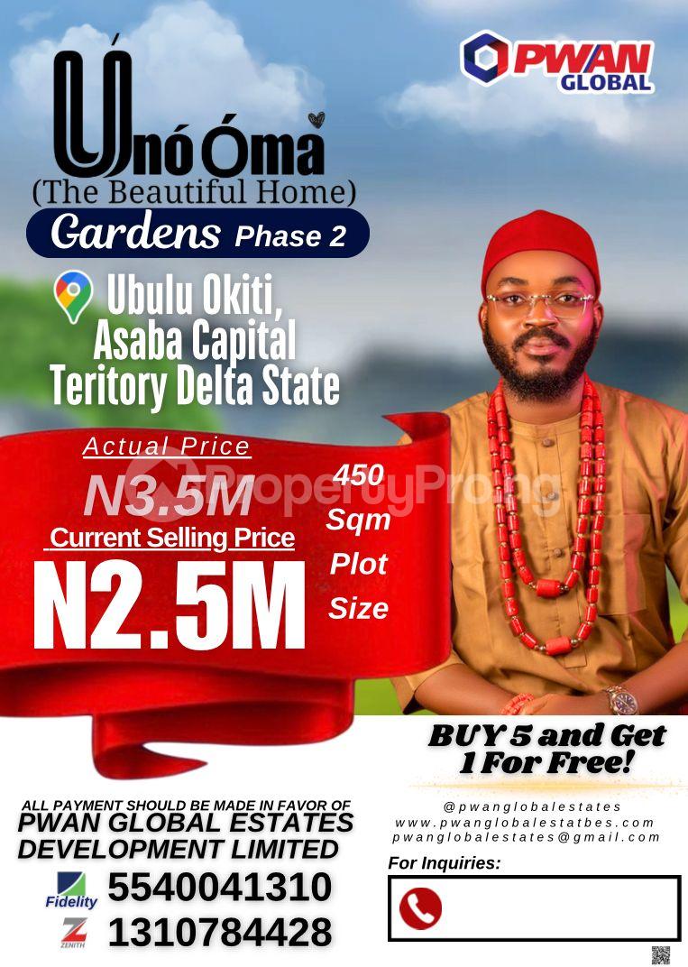 Land for sale 1minute Drive To Benin Asaba Express Way ?? Asaba Intl Airport ?? Okpanam City Gate ??ogwashi Uku Polytechnic ?? Otulu Health Care Centre ?? Federal Housing Estate Asaba ?? Witchtech Mega Filling Station ?? Enu Ani Mega City Asaba Delta - 0