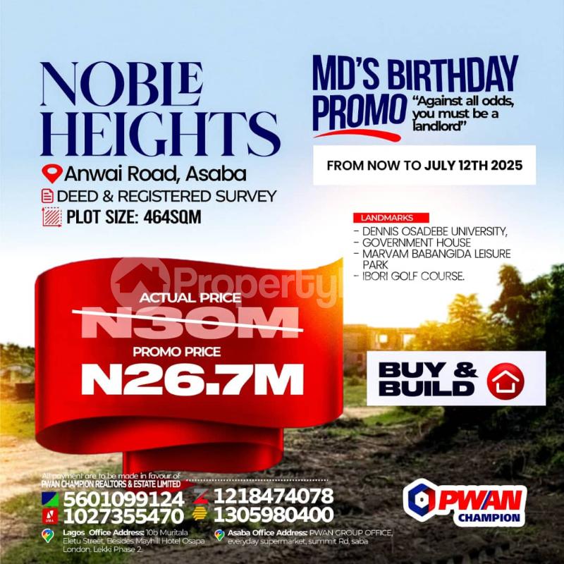 Land for sale Dennis Osadebe University • Government House • Mariam Babangida Leisure Park • Ibori Golf Course Asaba Delta