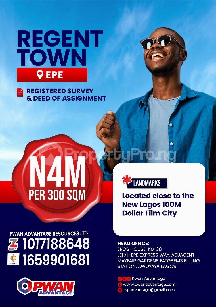 Land for sale ?? 7mns Drive From The New Lagos 100m Dollar Film City ??5mns Drive From Ketu Epe Roundabout ??5mns Drive From Ketu Epe Police Station ?? Proximity To The New Lekki International Airport Epe Lagos