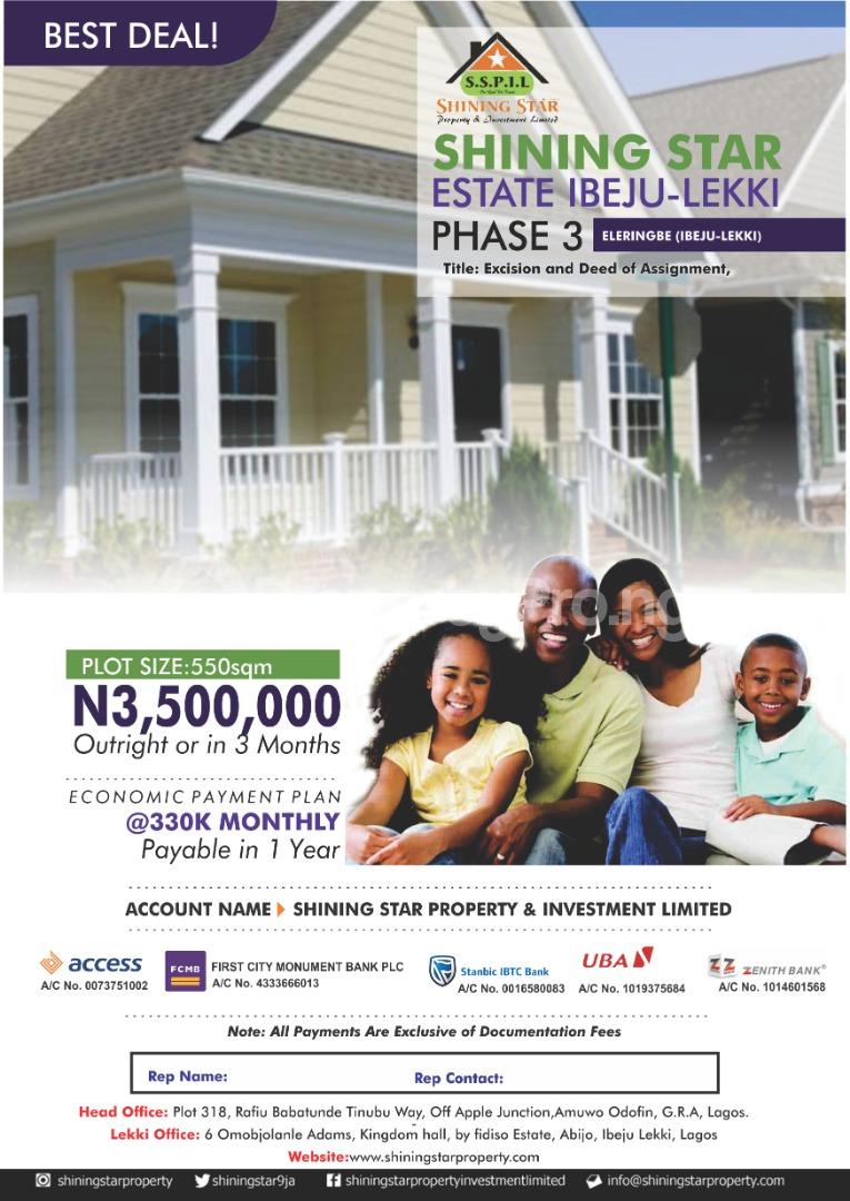 Land for sale X Eleranigbe Ibeju-Lekki Lagos