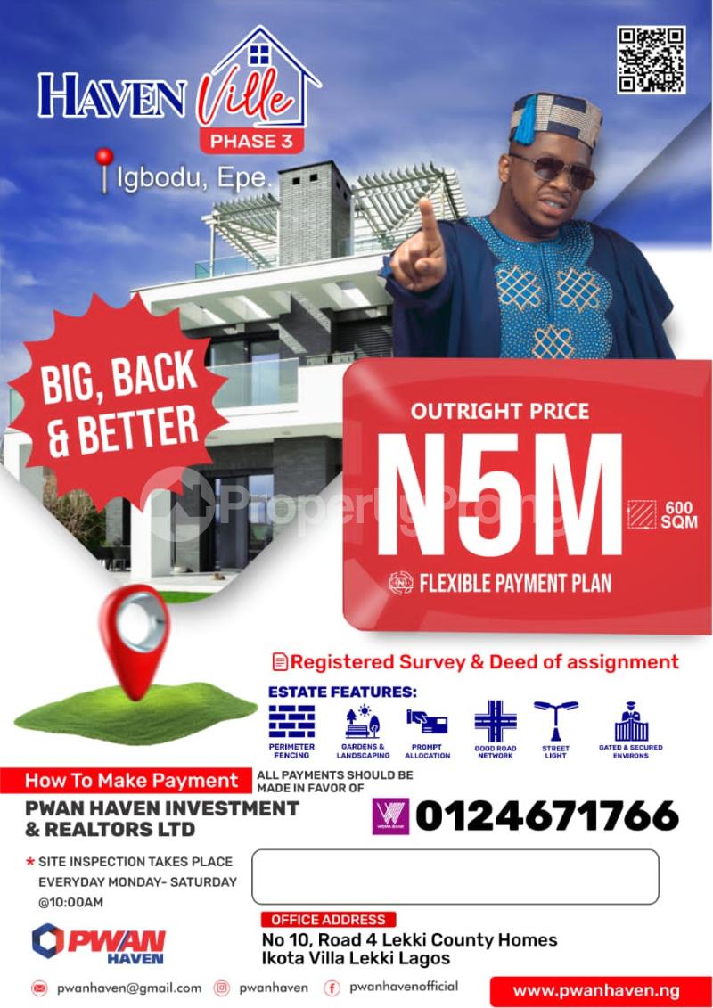 Land for sale Igbodu Epe Lagos
