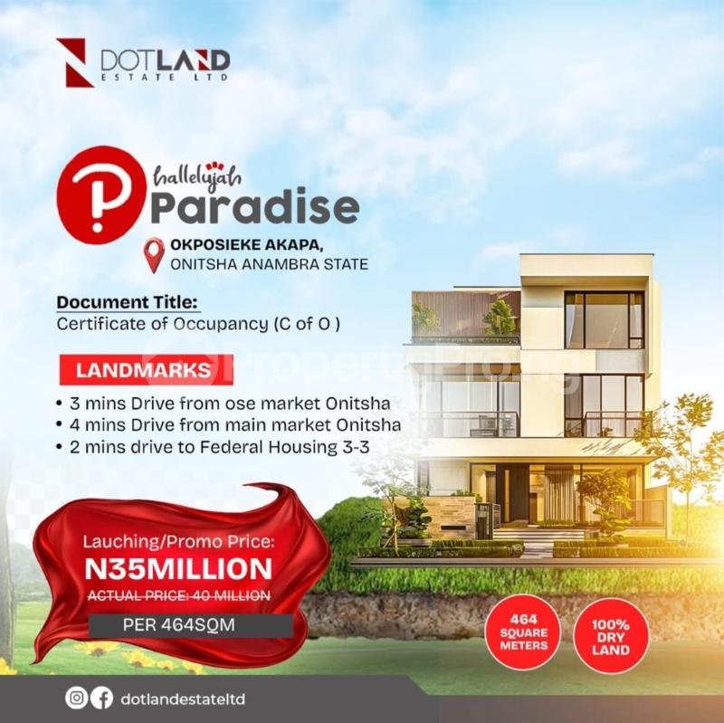 Land for sale .3 Mins Drive From Ose Market Onitsha • 4 Mins Drive From Main Market Onitsha • 2 Mins Drive To Federal Housing 3 3 Awka South Anambra