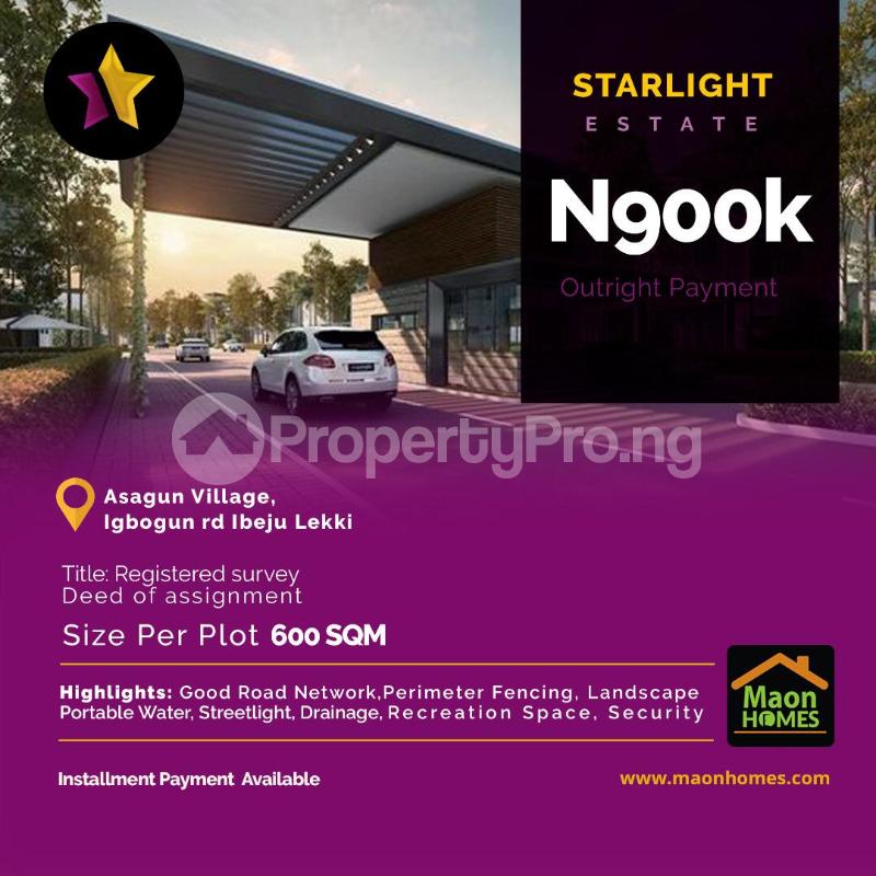 Land for sale Asagun Village,igbogun Road Eleranigbe Ibeju-Lekki Lagos