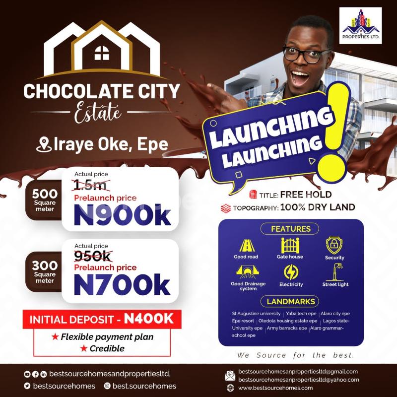 Land for sale Chocolate City Estate Iraye Oke Eredo Local Government Epe Road Epe Lagos