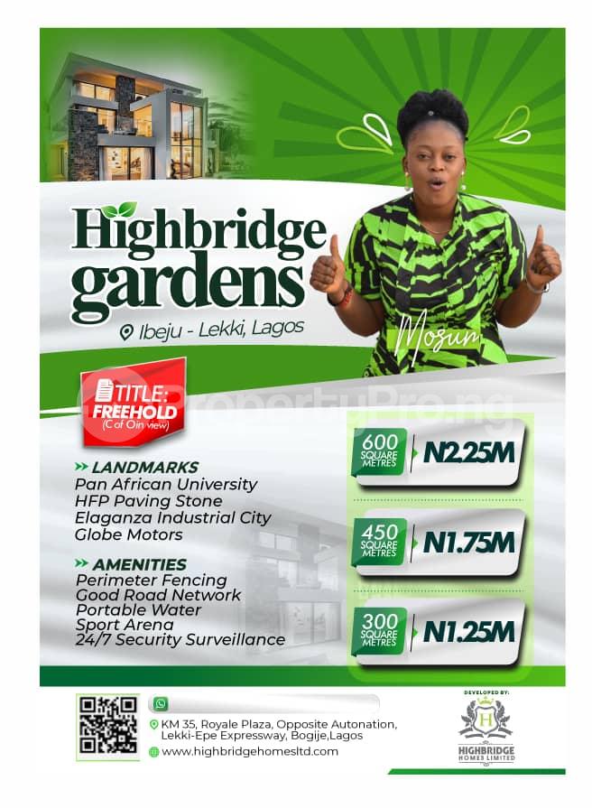 Land for sale Highbridge Gardens, Eleko Ibeju-Lekki Lagos