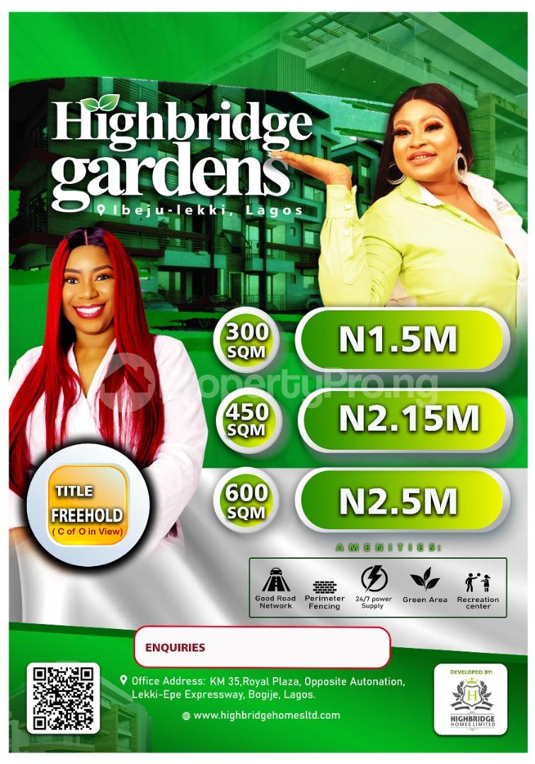 Land for sale Highbridge Garden Ibeju Lekki LaCampaigne Tropicana Ibeju-Lekki Lagos