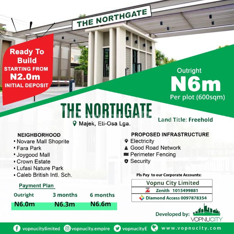 Land for sale North Gate Estate Majek, Off Lekki Epe Express Way Abijo Ajah Lagos