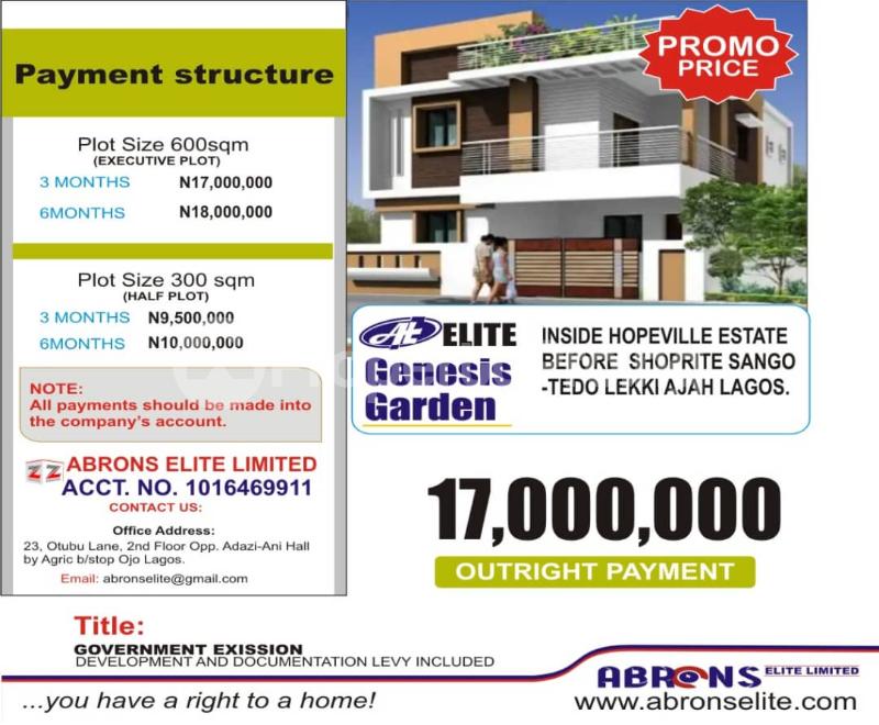 Land for sale Genesis Garden Sangotedo Ajah Lagos