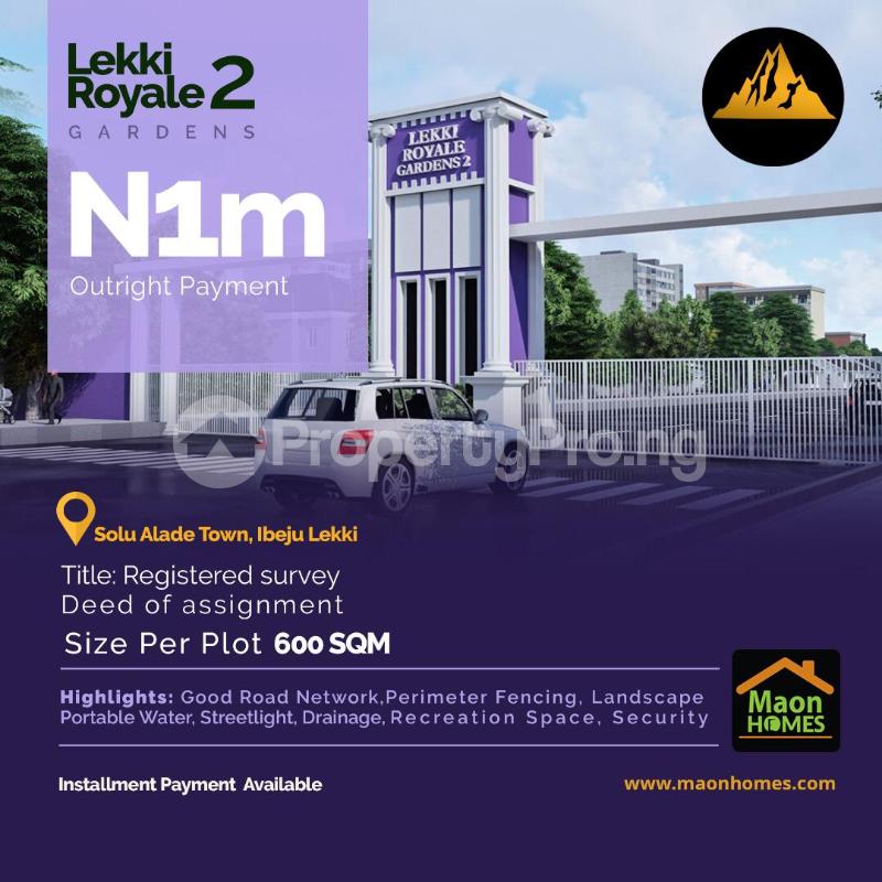 Land for sale Solu Alade Town. Eleko Ibeju-Lekki Lagos