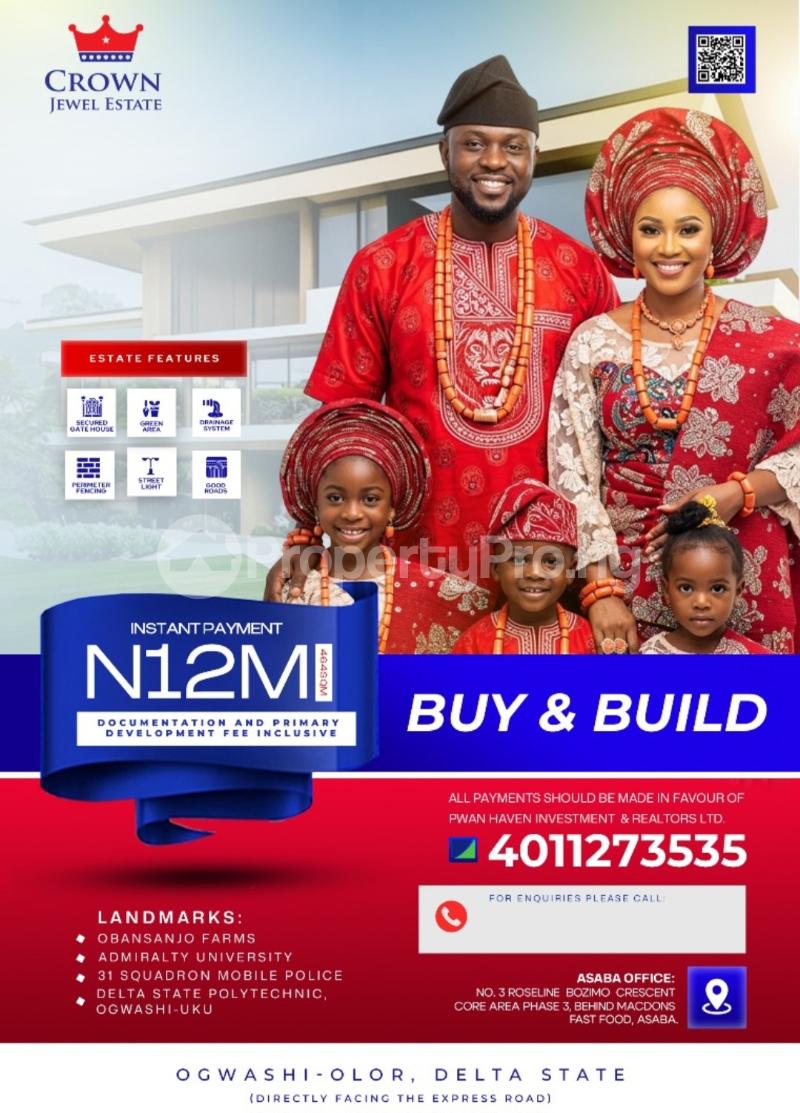 Land for sale Ogwashi Olor Directly Facing The Express Road Asaba Delta