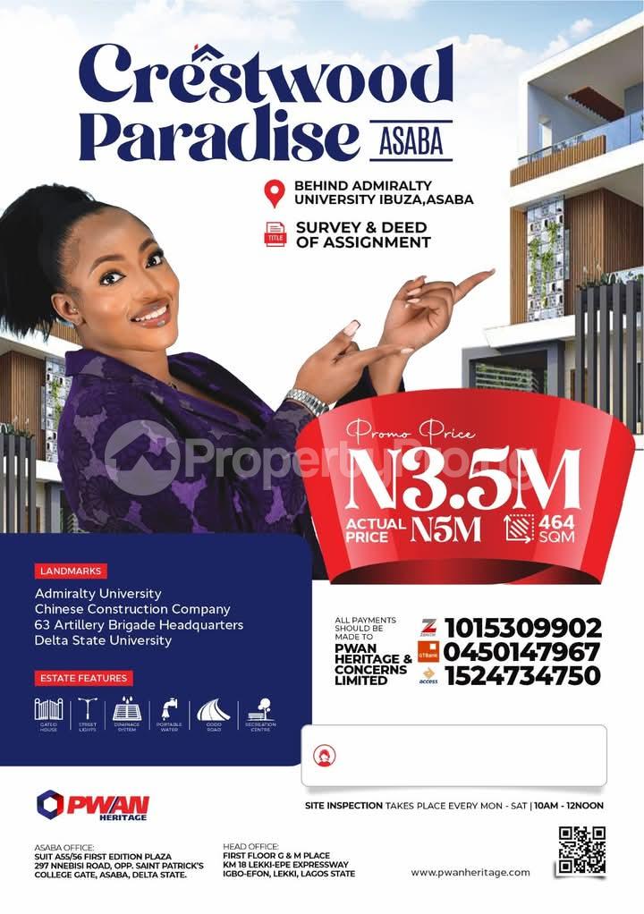 Land for sale Admiralty University ?chinese Construction Company ? 63 Artillery Brigade Headquarters ? Delta State University Asaba Delta