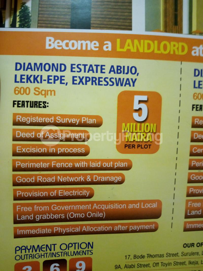 Land for sale Diamond Estate Abijo Off Lekki Epe Expressway Abijo Ajah Lagos