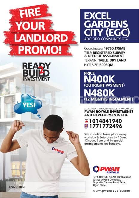 Land for sale Land For Sale In Excel Garden City Ada Odo Ota Abebi/Okesuna Ado Odo/Ota Ogun