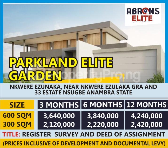 Land for sale Parkland Elite Garden Nkwelle Ezunaka Anambra Anambra