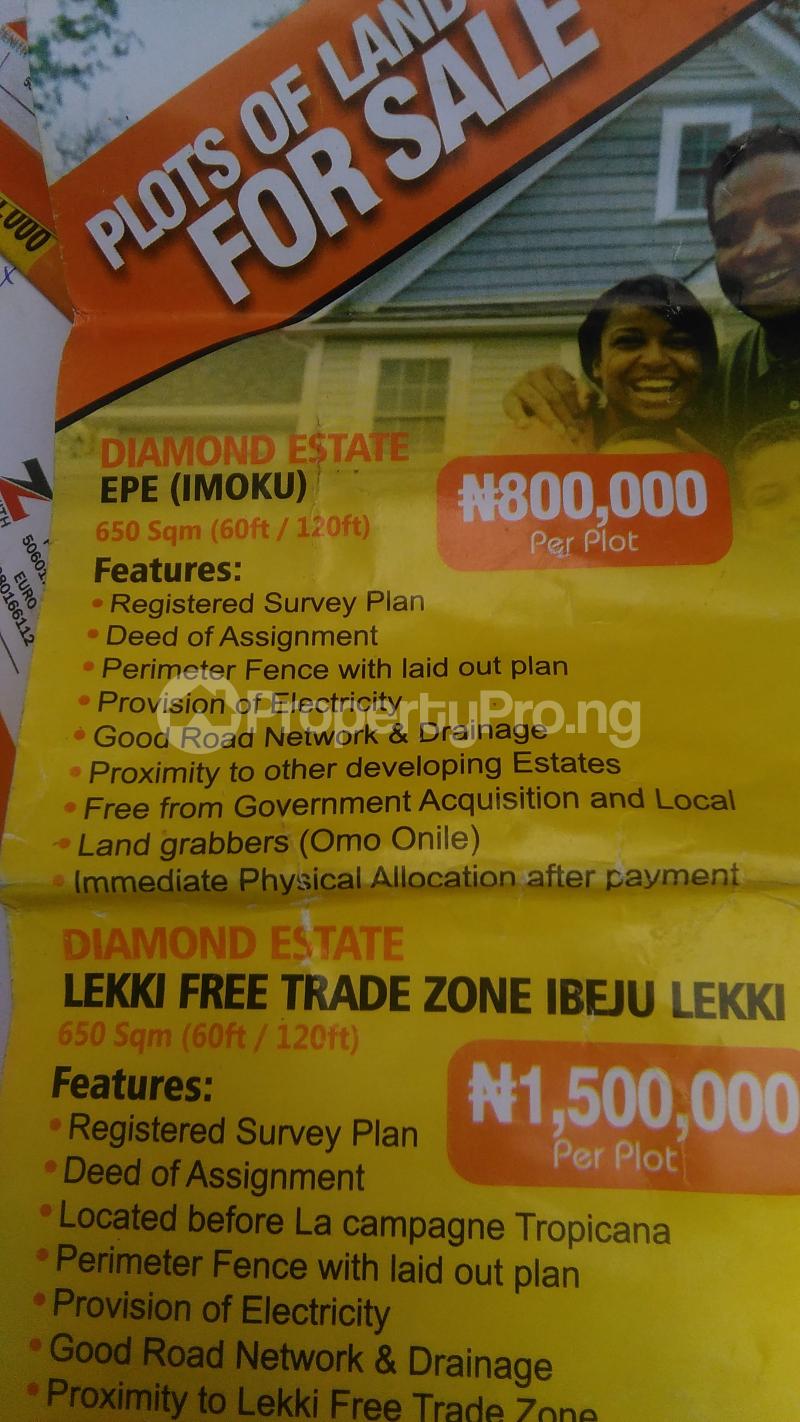 Land for sale Diamond Estate Epe (imoku) Lagos Epe Road Epe Lagos - 0