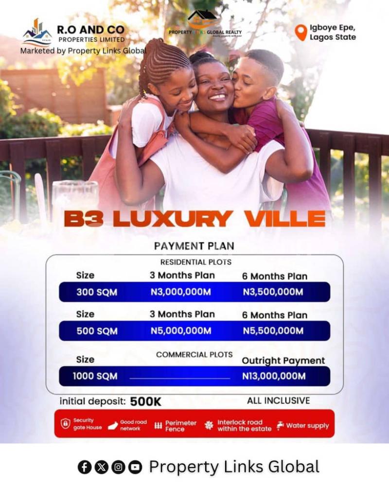 Land for sale Be Luxury Ville Very Close To Augustine University Epe Lagos