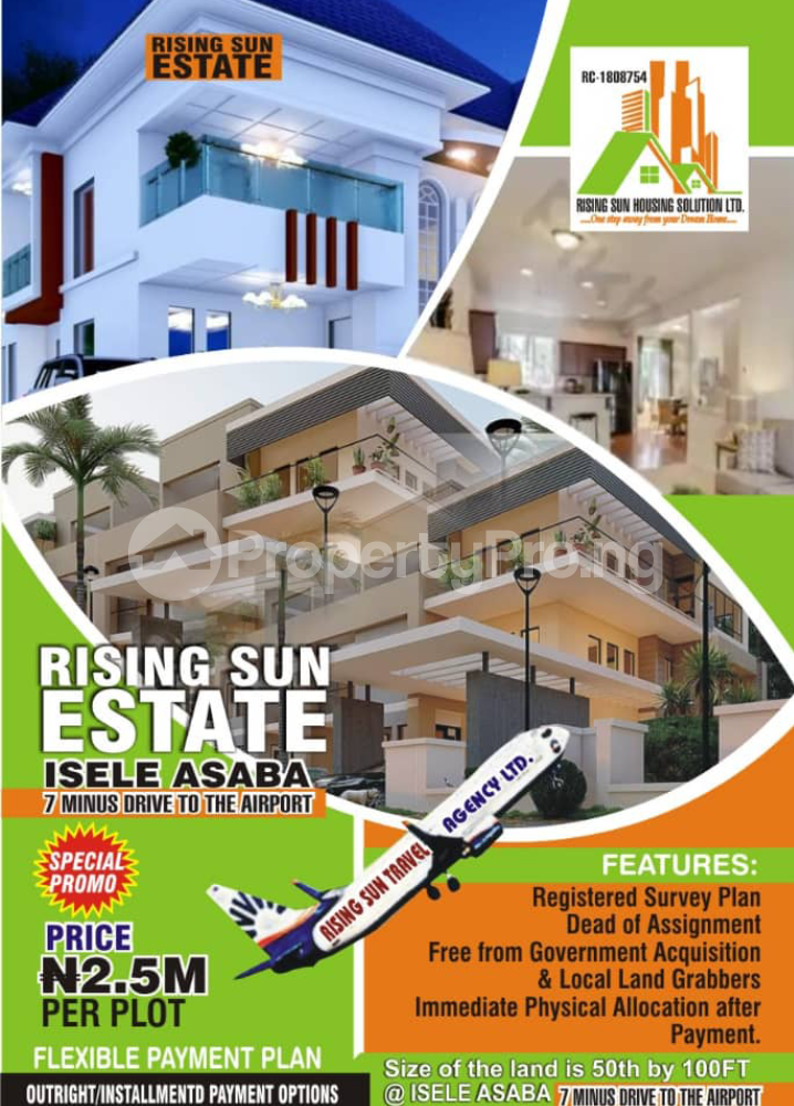 Land for sale Rising Sun Estate In Isele, 7 Mins Drive To The Airport Asaba Delta