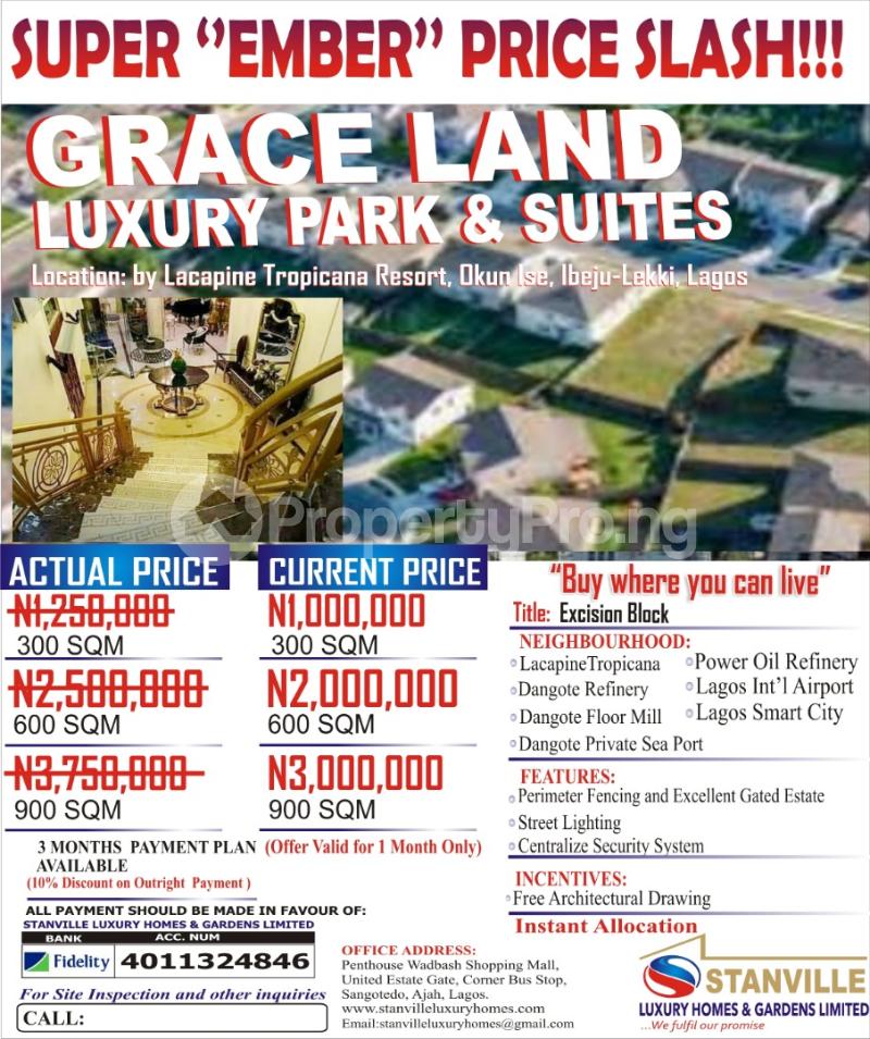 Land for sale Grace Land Luxury Park And Suits By Lacapine Tropicana Resort Okun Ise Ibeju Lekki Lagos Ibeju-Lekki Lagos - 0