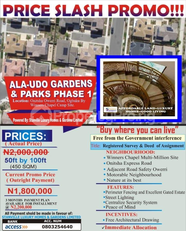 Land for sale Land For Sale In Ala Udo Gardens And Park Phase 1 By Onitsha Owerri Road Ogbaku By Winners Chapel Camp Site Anambra Anambra