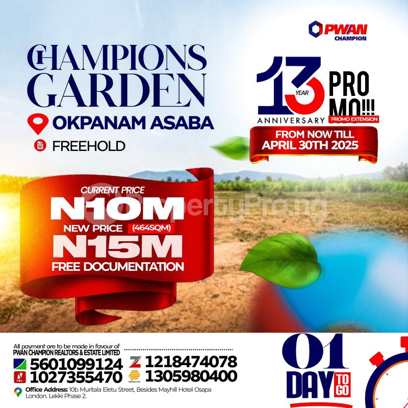 Land for sale Okpanam Asaba Delta - 0
